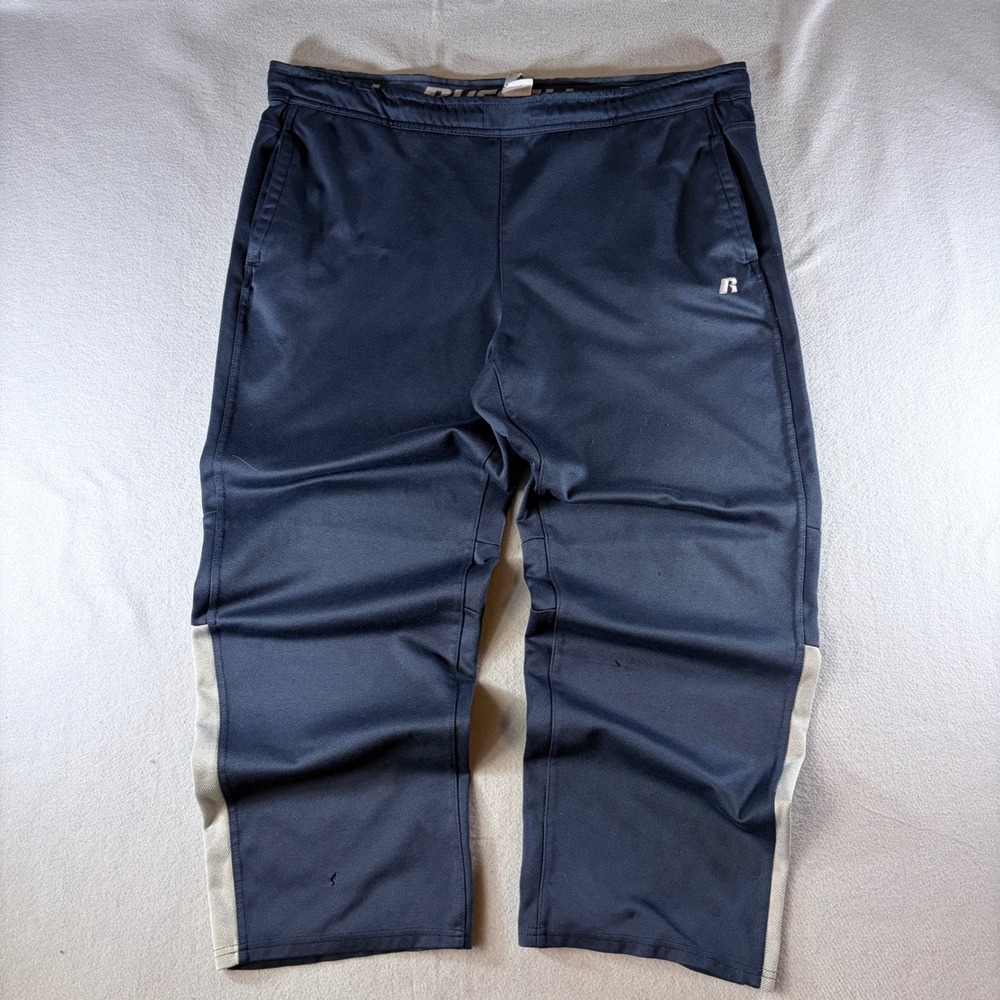 Russell Athletic Mens Navy Blue Mesh Training Pants Size Large L Side Stripe